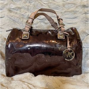 Michael Michael Kors Metallic Medium Grayson Monogram Satchel, Nickel